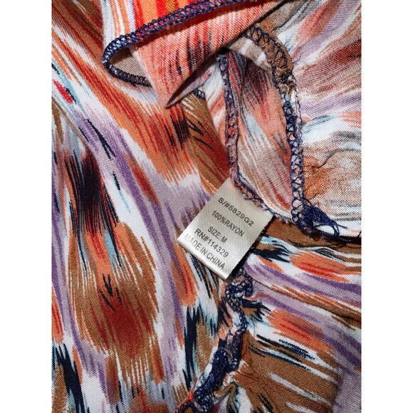 Poetry Women's Dress Tiered Hem High Low Midi Strapless Mixed Print Size M BOHO - Picture 4 of 5